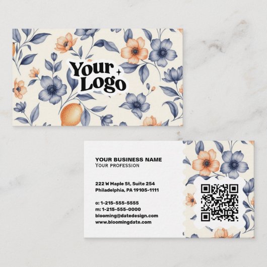 Carte de visite élégante – Code QR & logo (Devant / Derrière)