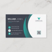 Carte de visite élégante, Code QR vert blanc (Devant)