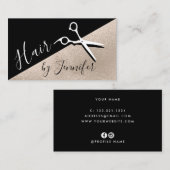 Carte De Visite Elégante coiffeuse de champagne et ciseaux noirs (Devant / Derrière)