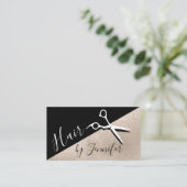 Carte De Visite Elégante coiffeuse de champagne et ciseaux noirs (Debout devant)