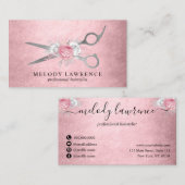 Carte De Visite Elégante coiffeuse de ciseaux d'or rose rose argen (Devant / Derrière)