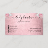 Carte De Visite Elégante coiffeuse de ciseaux d'or rose rose argen (Dos)