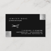 Carte De Visite Elégante coiffeuse élégante ciseaux d'argent chic (Dos)