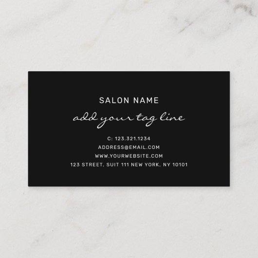 Carte De Visite Elégante coiffeuse élégante coiffeuse de ciseaux d (Dos)