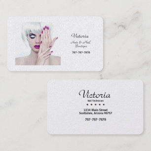 Carte De Visite Elégante coiffeuse et boutique à ongles
