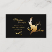 Carte De Visite Elégante coiffeuse Noir / Or Coiffure Silhouette (Devant)
