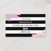 Carte De Visite Elégante coiffeuse rose d'or et ciseaux verts (Dos)