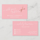 Carte De Visite Elégante coiffeuse rose en cuivre (Devant / Derrière)