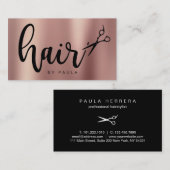 Carte De Visite Elégante coiffeuse rose en cuivre (Devant / Derrière)