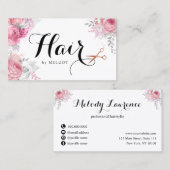 Carte De Visite Elégante coiffeuse rose en cuivre (Devant / Derrière)