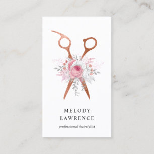 Carte De Visite Elégante coiffeuse rose en cuivre