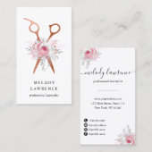 Carte De Visite Elégante coiffeuse rose en cuivre (Devant / Derrière)