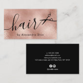 Carte De Visite Elégante coiffeuse rose en cuivre (Devant / Derrière)