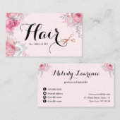 Carte De Visite Elégante coiffeuse rose en cuivre (Devant / Derrière)