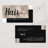 Carte De Visite Elégante coiffeuse stylée de ciseaux de champagne (Devant / Derrière)