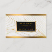 Carte De Visite Elégante collection de ligne Feuille or blanc mode (Devant)