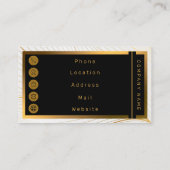 Carte De Visite Elégante collection de ligne Feuille or blanc mode (Dos)