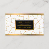 Carte De Visite Élégante collection de verre blanc doré moderne (Devant)