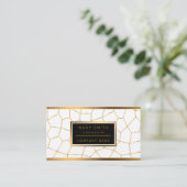 Carte De Visite Élégante collection de verre blanc doré moderne (Debout devant)