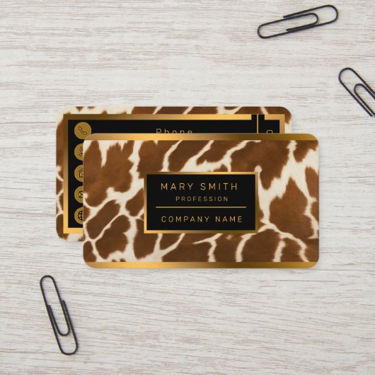 Carte De Visite Élégante collection populaire de vache Faux cuir (Devant/Arrière en situation)