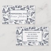 Carte De Visite Elégante conception de papillon noir blanc (Devant / Derrière)