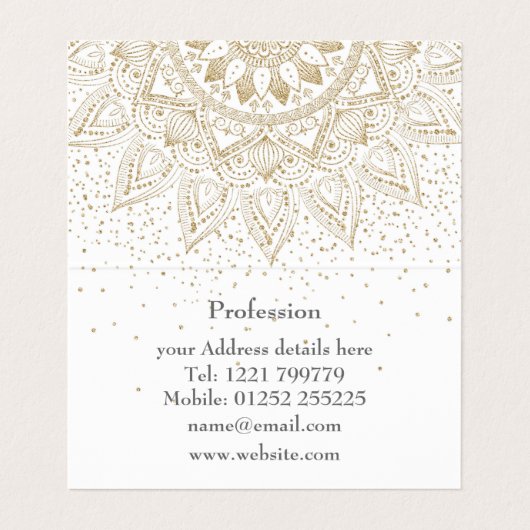 Carte De Visite Elégante conception de points Mandala Or (Intérieur déplié)
