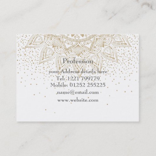 Carte De Visite Elégante conception de points Mandala Or (Dos)