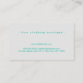 Carte De Visite Elégante couleur bleu chic vert (Dos)