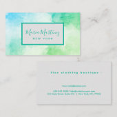 Carte De Visite Elégante couleur bleu chic vert (Devant / Derrière)