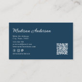 Carte De Visite Elégante couleur bleu terre cuite Boho aquarelle (Dos)