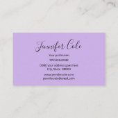 Carte De Visite Elégante couleur d'aquarelle florale violet unique (Dos)