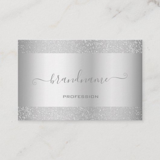 Carte De Visite Elégante couleur d'argent avec une jolie bordure e (Devant)