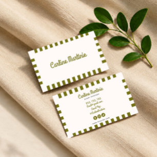 Carte de visite élégante couleur olive minimaliste
