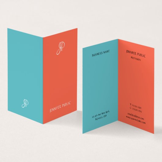 Carte De Visite Élégante couleur Professional Monogram Modèle (Intérieur et extérieur)