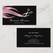 Carte De Visite Elégante coupe-cheveux rose d'or (Devant / Derrière)