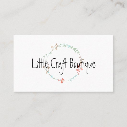 Carte De Visite Élégante couronne d'art de ligne Fleur sauvage (Devant)