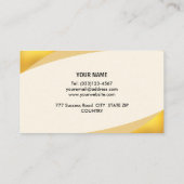 Carte De Visite Elégante crème beige et dorée (Dos)