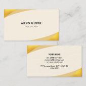 Carte De Visite Elégante crème beige et dorée (Devant / Derrière)