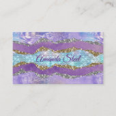 Carte De Visite Élégante crème de sirène violet turquoise monogram (Devant)