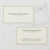 Carte De Visite Elégante Crème Lumière Avec Bordure Grise (Devant / Derrière)