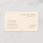 Carte De Visite Elégante crème Monogram Modèle Professionnel (Dos)