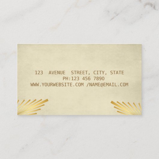 Carte De Visite Elégante Crème Notaire Stylish Or Feather (Dos)