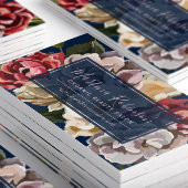 Carte De Visite Elégante crème rouge sur bleu marine