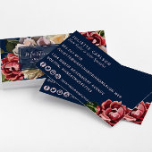 Carte De Visite Elégante crème rouge sur bleu marine