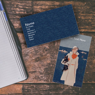 Carte De Visite Elégante dame en blanc par Ocean Black Scotty Dog