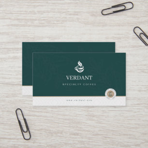 Carte de visite élégante de café spécialisé vert f