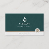 Carte de visite élégante de café spécialisé vert f (Devant)