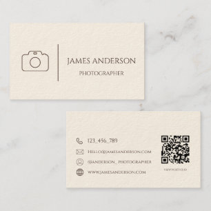 Carte de visite élégante de photographe crème et m