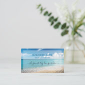 Carte de visite élégante de spa de plage avec code (Debout devant)