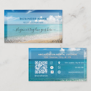 Carte de visite élégante de spa de plage avec code